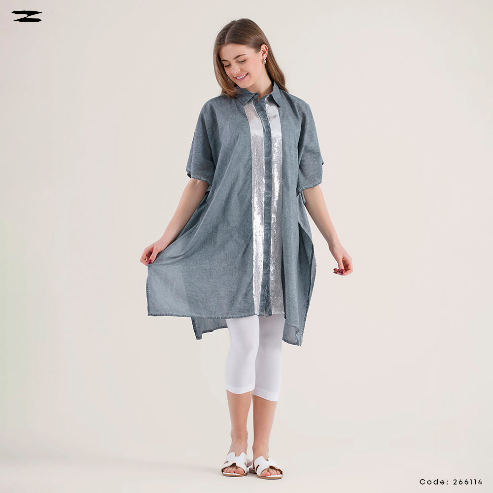 Contrast Panel Oversized Shirt