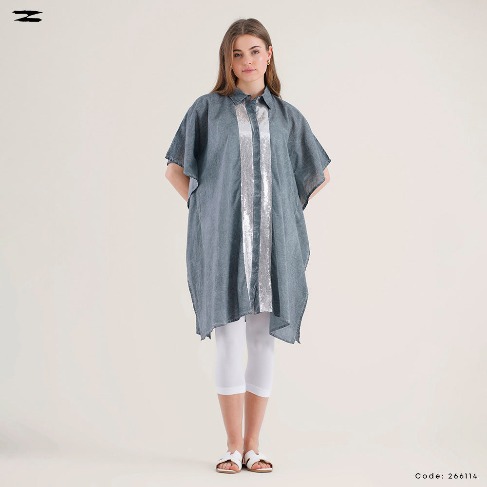 Contrast Panel Oversized Shirt