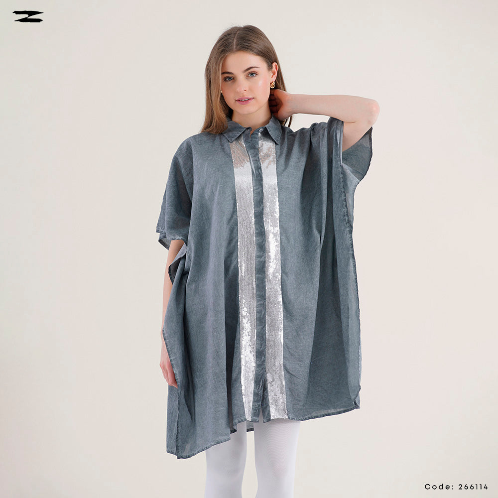 Contrast Panel Oversized Shirt