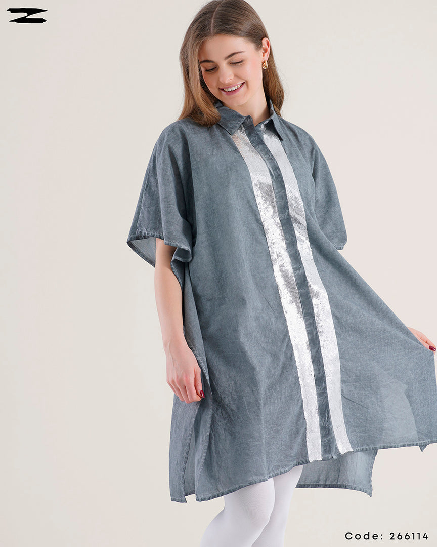 Contrast Panel Oversized Shirt