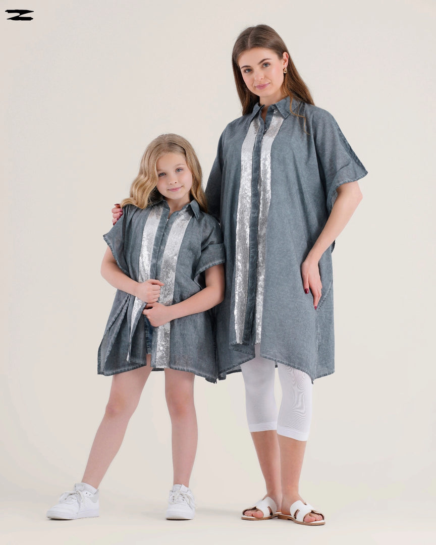 Contrast Panel Oversized Shirt