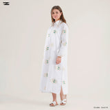 Embroidered Eye Print Shirt Dress