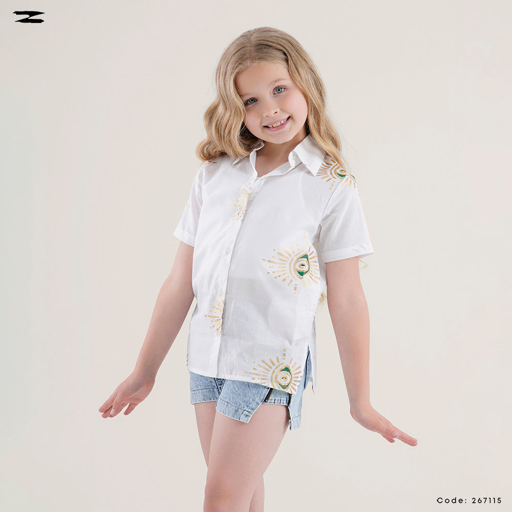 Eye Detail Short Sleeve Shirt