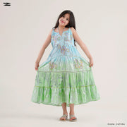 Girls Printed Tiered Maxi Dress