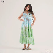 Girls Printed Tiered Maxi Dress