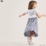 Load image into Gallery viewer, Striped Tiered Dress with Crochet Shrug