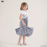 Striped Tiered Dress with Crochet Shrug
