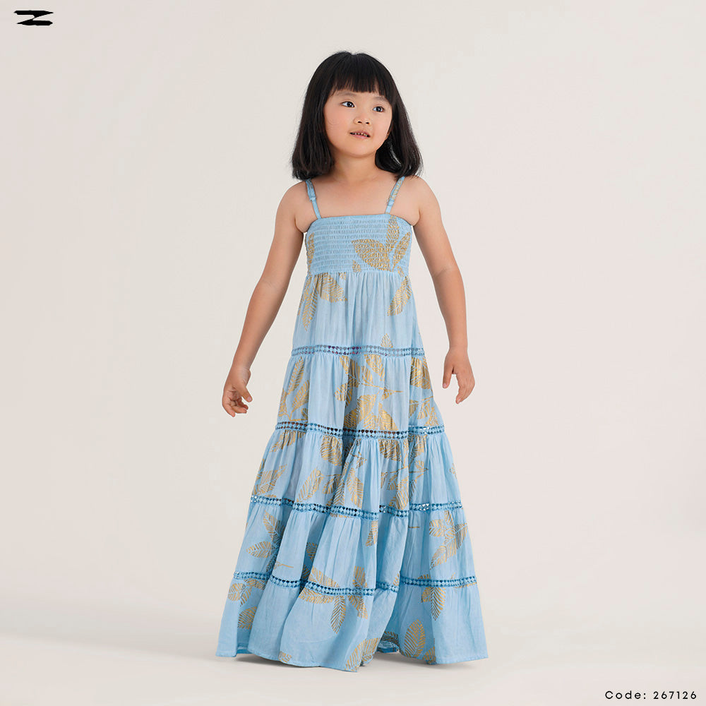 Leaf Print Tiered Dress