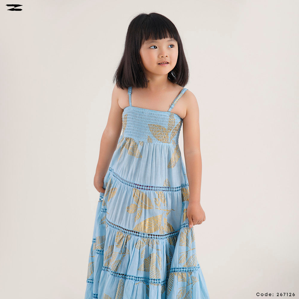 Leaf Print Tiered Dress