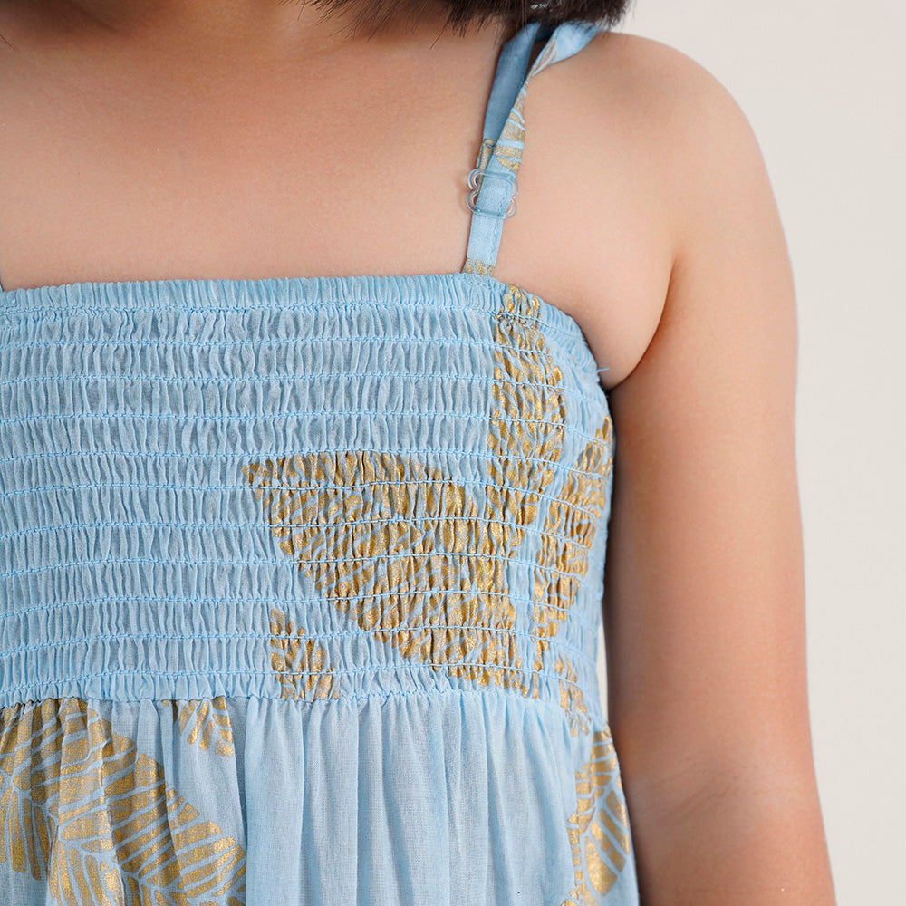 Leaf Print Tiered Dress