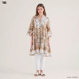 Buttoned Floral Tunic Blouse