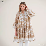 Buttoned Floral Tunic Blouse