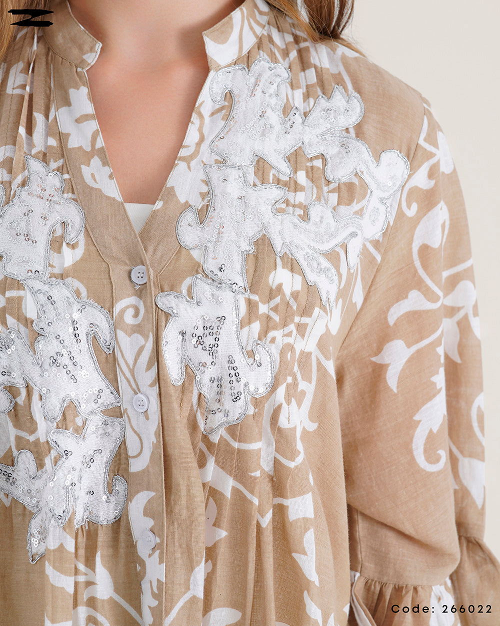 Buttoned Floral Tunic Blouse