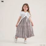 Load image into Gallery viewer, Striped Tiered Dress with Crochet Shrug