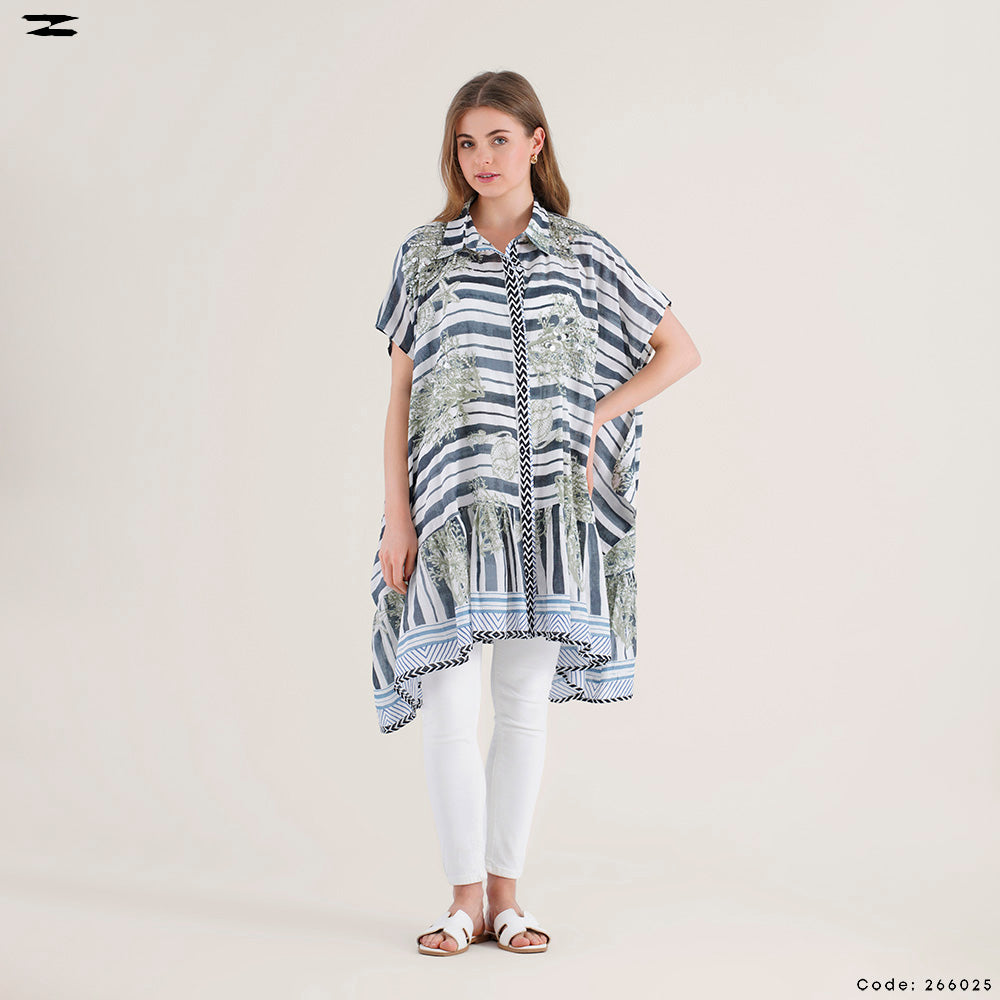 Women Handmade Poncho Shirt Dress