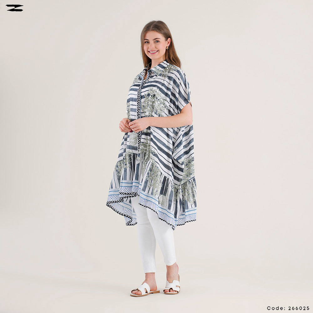 Women Handmade Poncho Shirt Dress