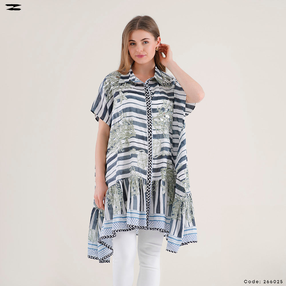 Women Handmade Poncho Shirt Dress