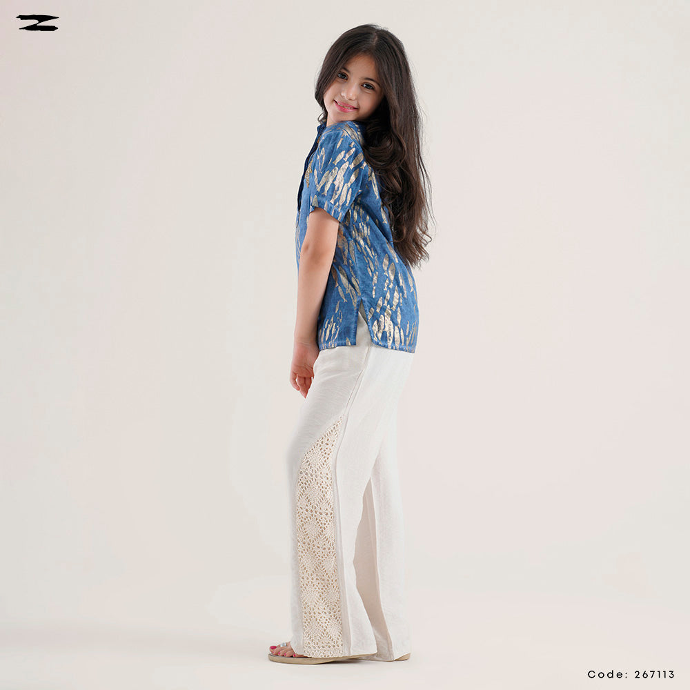 Blue Pattern Short Sleeve Shirt
