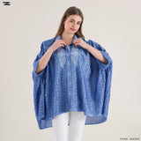 Embroidered Button-Up Tunic Shirt