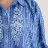 Embroidered Button-Up Tunic Shirt