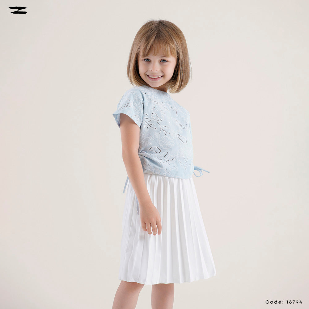 Side Tie Eyelet Blouse