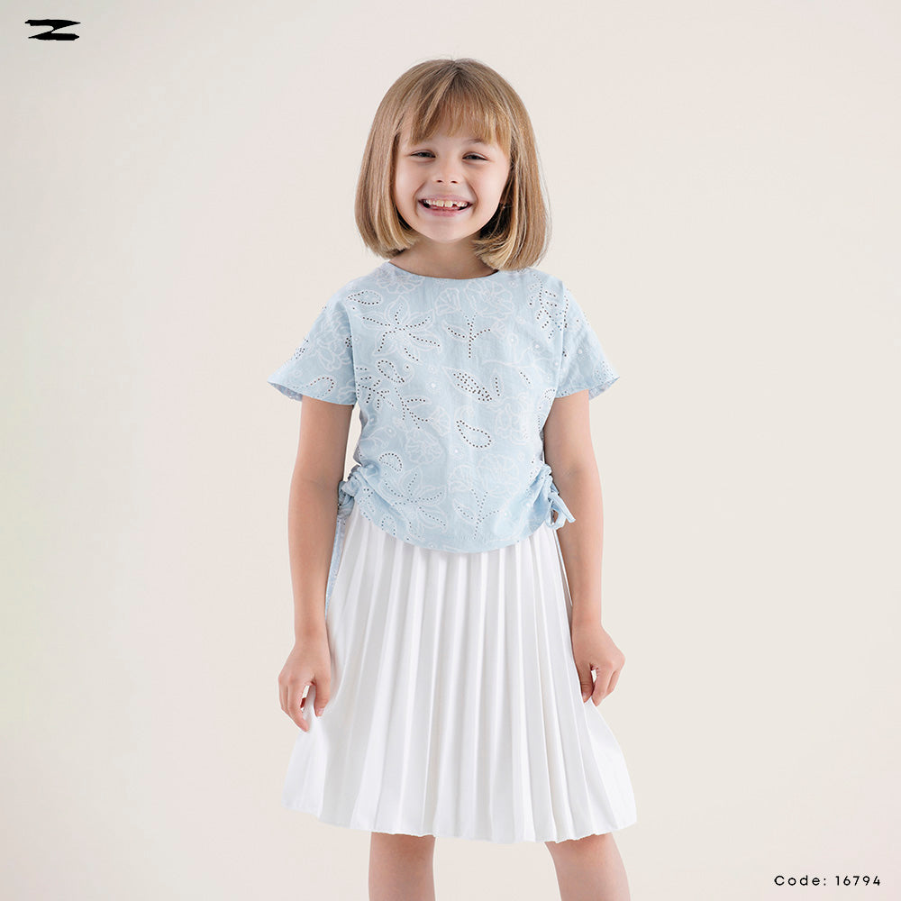 Side Tie Eyelet Blouse