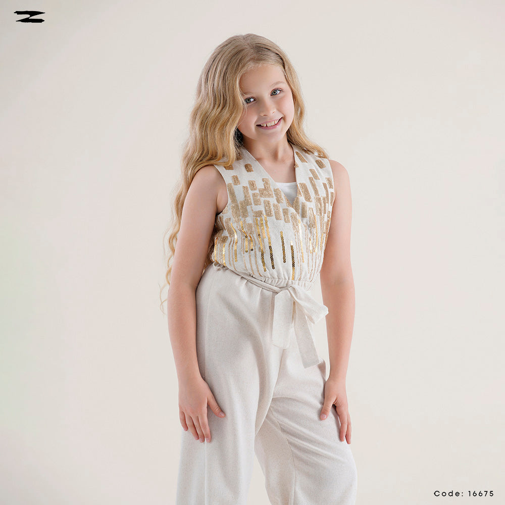 Sequin V-Neck Jumpsuit