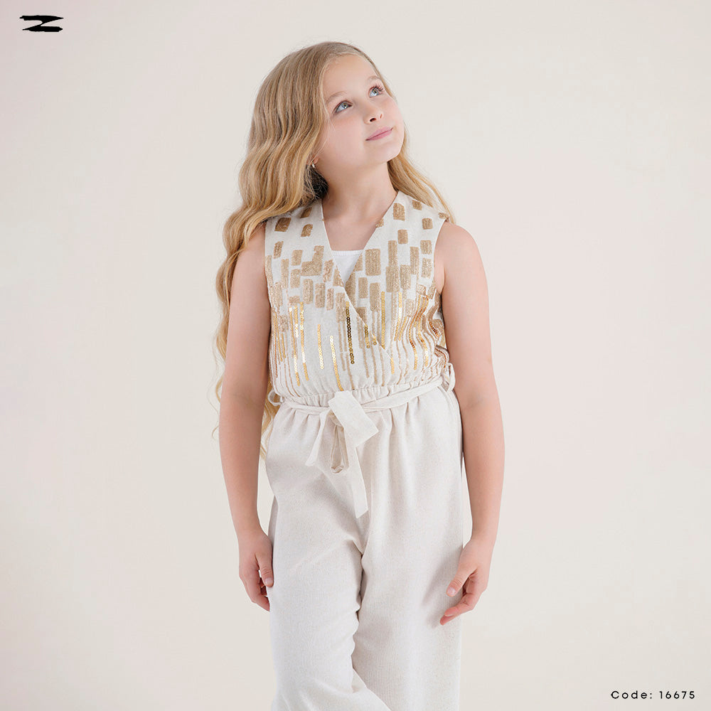 Sequin V-Neck Jumpsuit