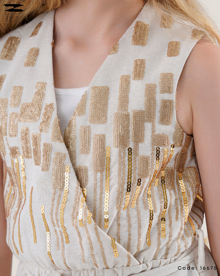 Sequin V-Neck Jumpsuit