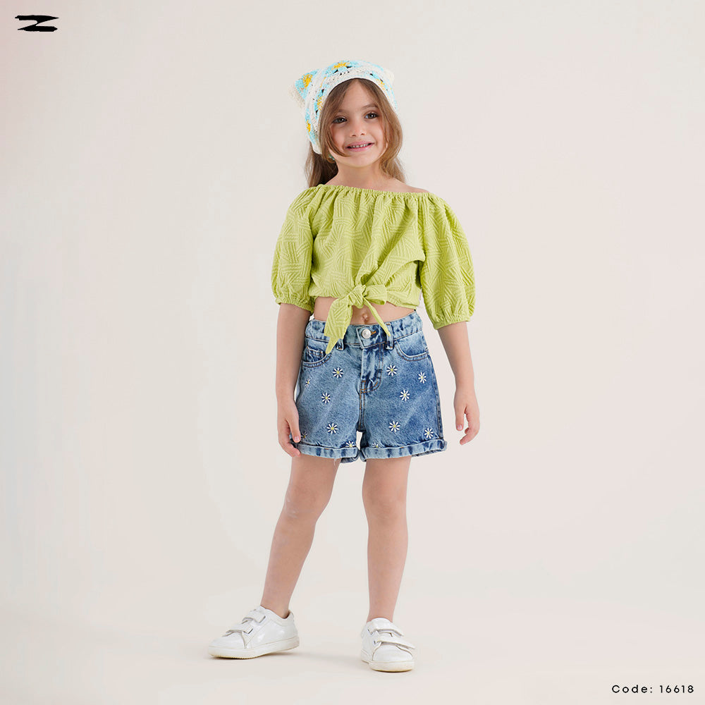 Puff Sleeve Tie Top