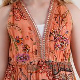 Printed V-Neck Sleeveless Dress