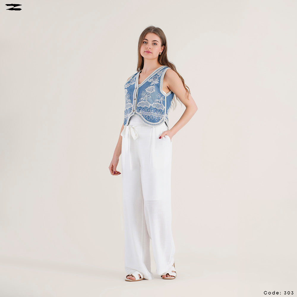 Women Floral Embroidered Vest