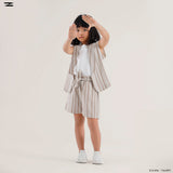 Striped Linen Vest and Shorts Set with Inner Top