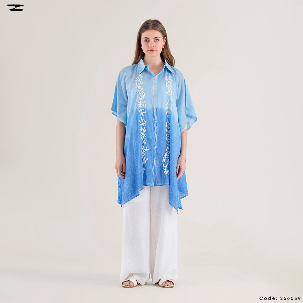 Embroidered Gradient Poncho