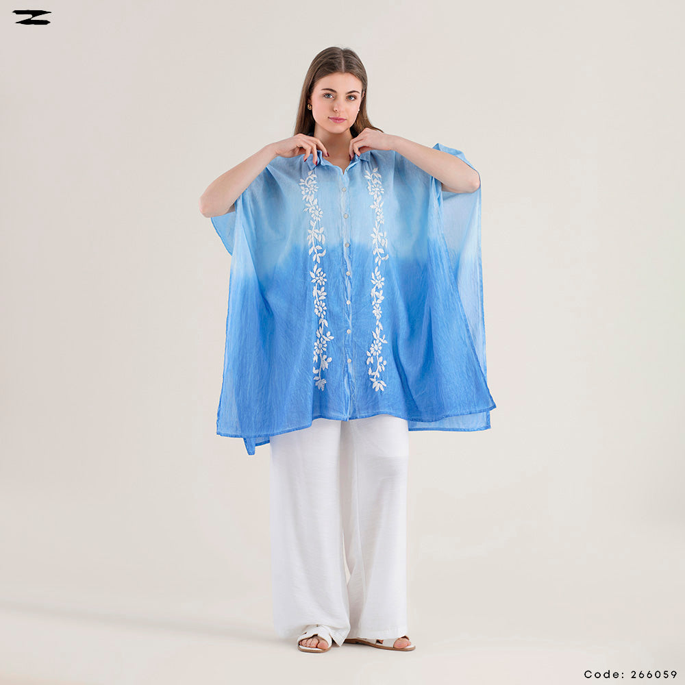 Embroidered Gradient Poncho