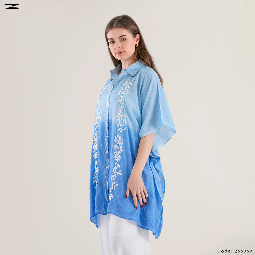 Embroidered Gradient Poncho