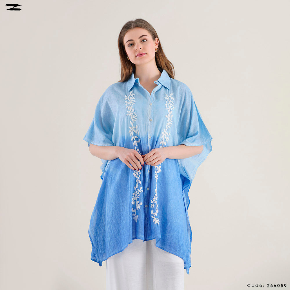 Embroidered Gradient Poncho