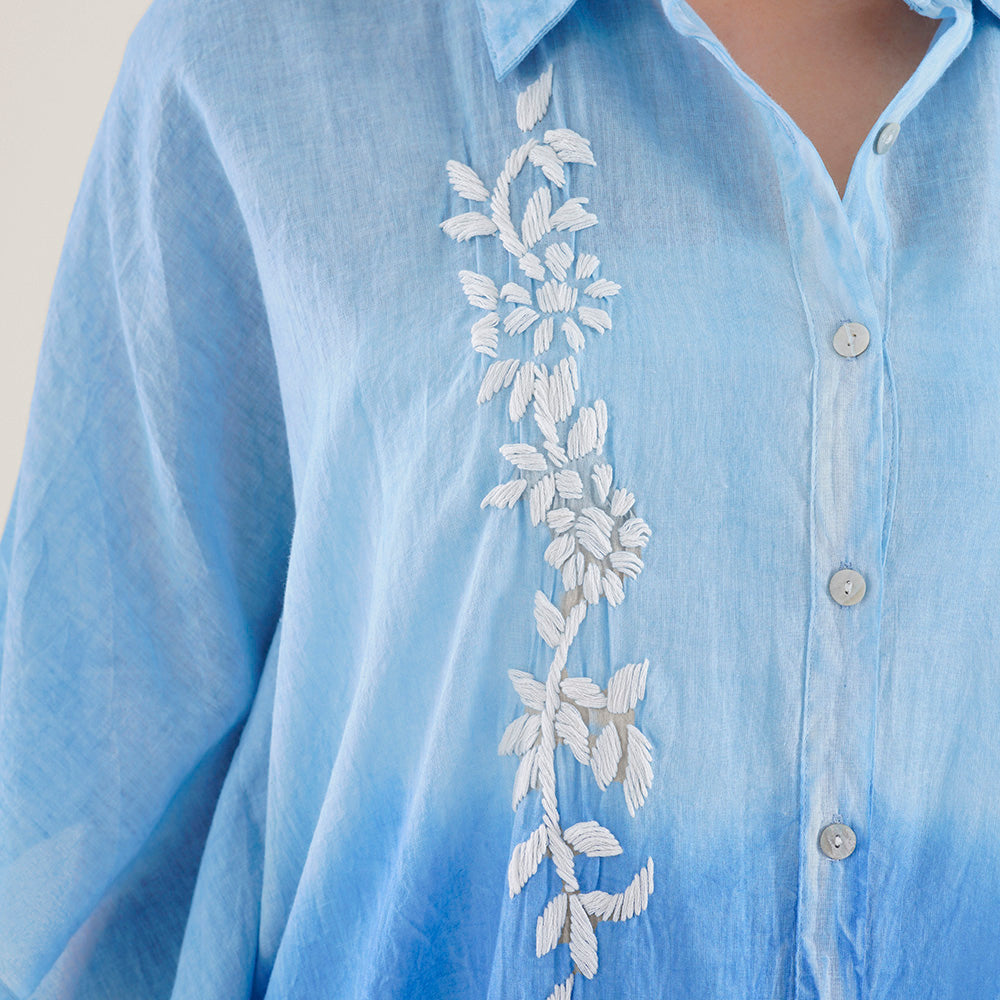 Embroidered Gradient Poncho