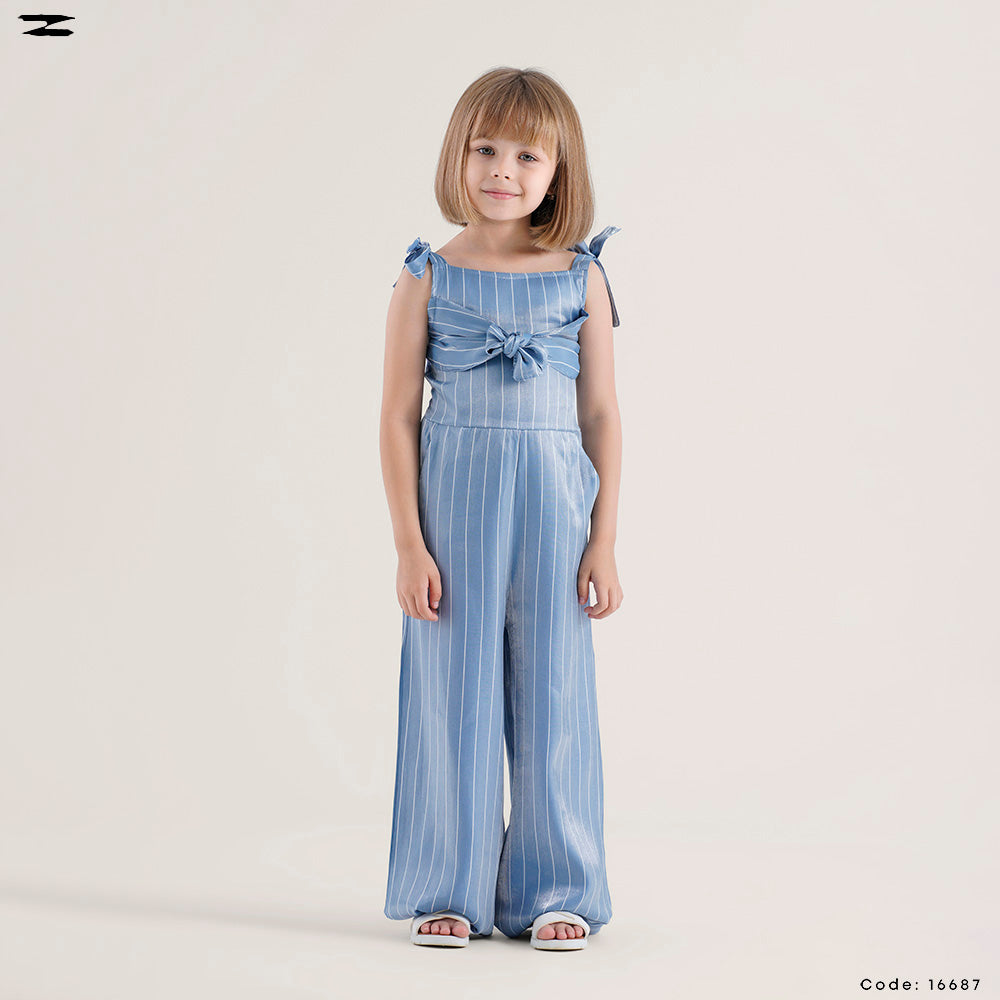 Tie-Front Striped Jumpsuit