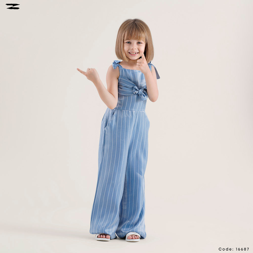 Tie-Front Striped Jumpsuit