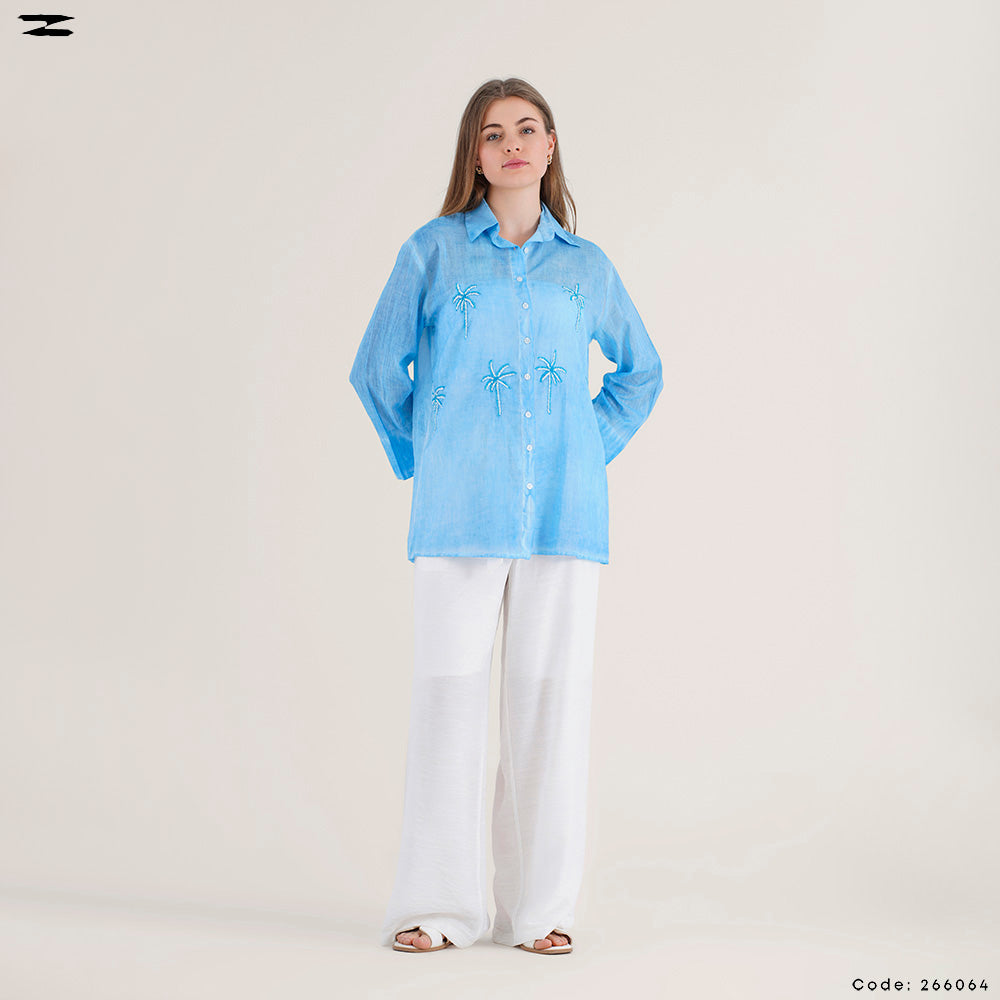 Embroidered Short Shirt Blouse