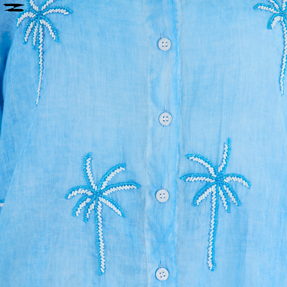 Embroidered Short Shirt Blouse