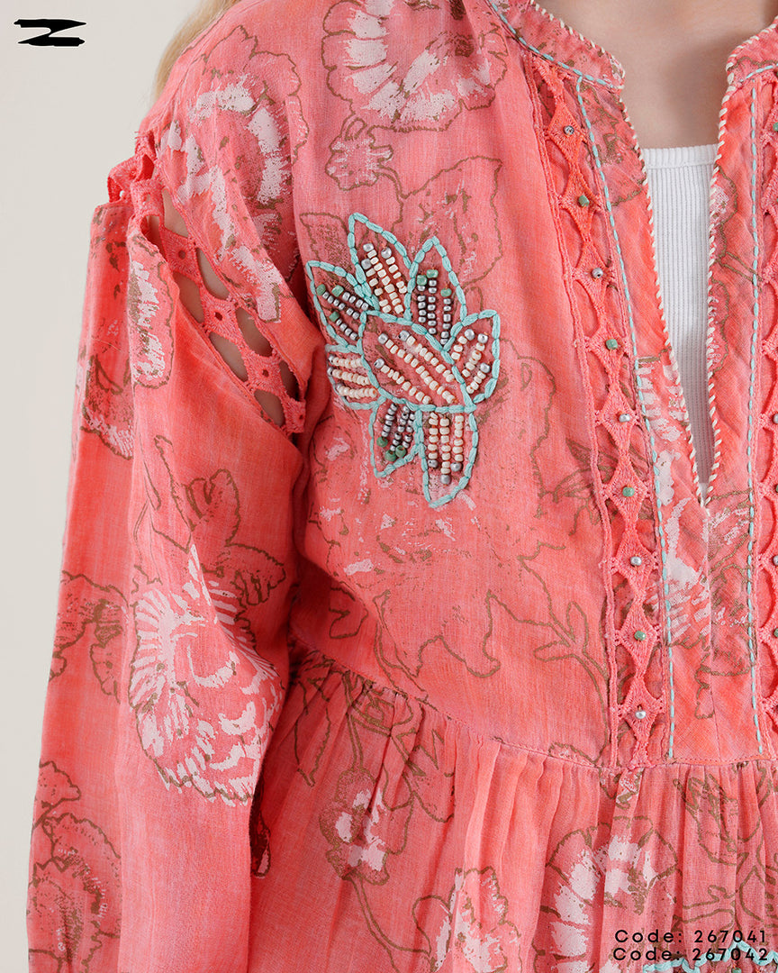 V-Neck Long Sleeve Blouse