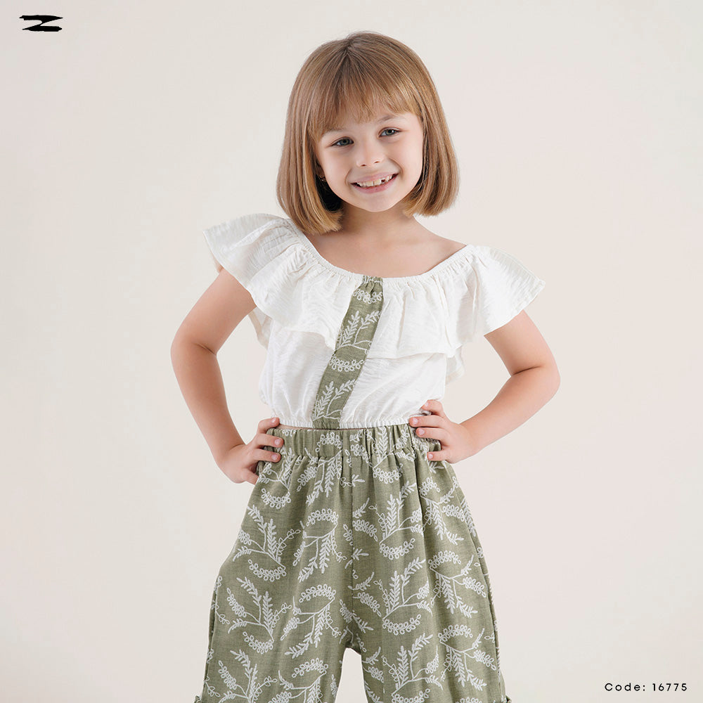 Solid Blouse and Floral Pants Set