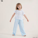 Striped Blouse and Solid Pants Set