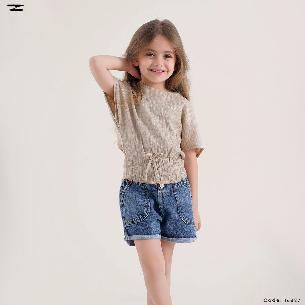 Textured Waist Tie Top