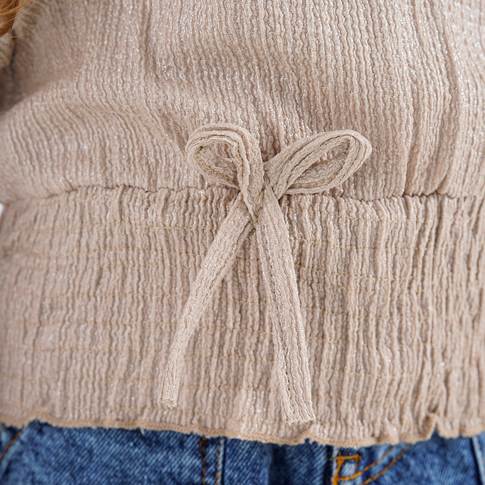 Textured Waist Tie Top
