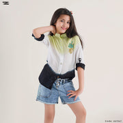 Tie-Dye Linen Shirt with Brooch
