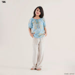 Load image into Gallery viewer, Light Blue Leaf Print Top