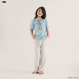 Light Blue Leaf Print Top